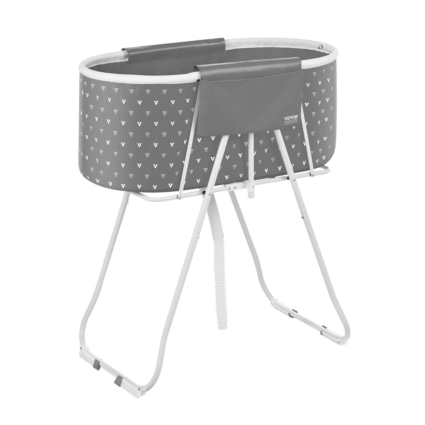 Foldable Dog Bathtub Elevated Grey Shower Station For Small & Medium Dogs & Cats