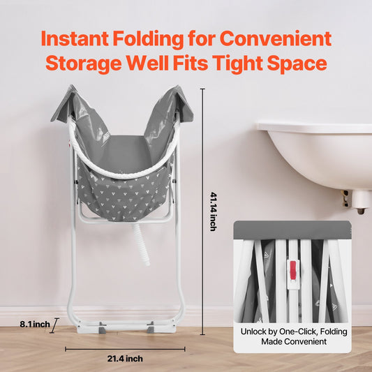 Foldable Dog Bathtub Elevated Grey Shower Station For Small & Medium Dogs & Cats